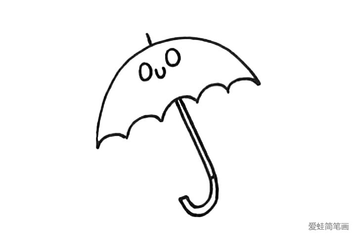 4.给雨伞画一个可爱的表情。
