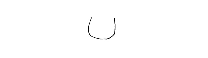 1.首先画出光头强的脸颊.一个U字型。