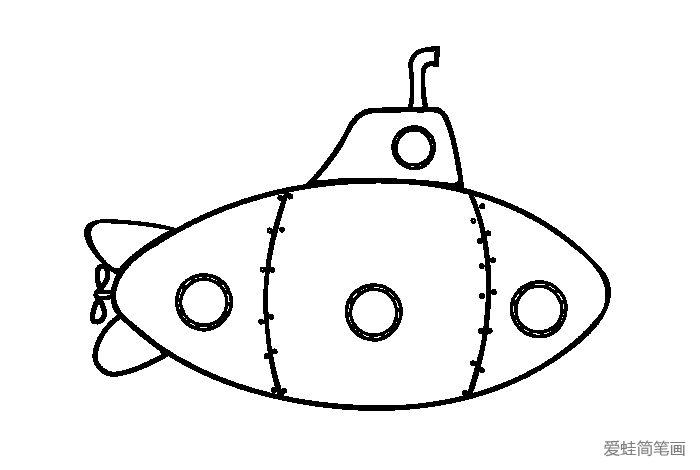 卡通潜水艇简笔画2