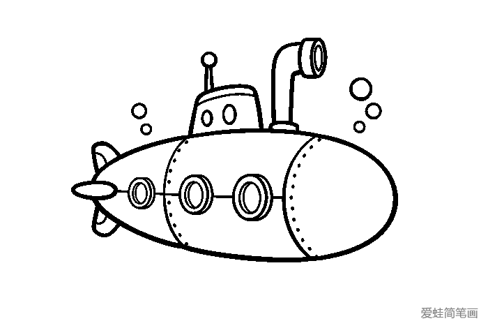 卡通潜水艇简笔画3