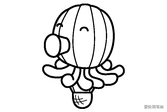 卡通热气球简笔画图片3
