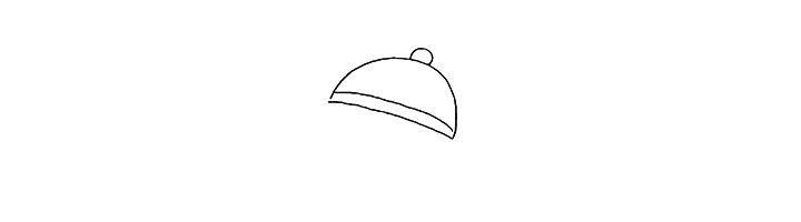 1.首先画出小男孩的帽子.注意线条的变化。