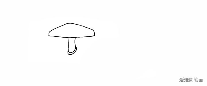 2.下画出蘑菇柄并在上面加一圈纹理。