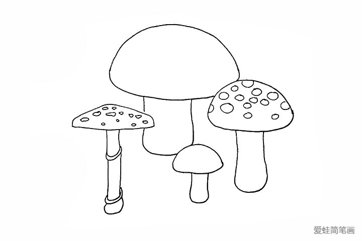 7.然后用大小不一的圆圈画出蘑菇的纹理。
