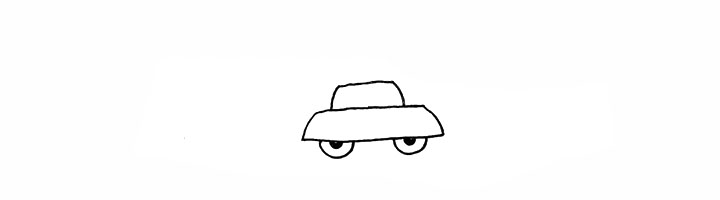 2.再画出两个半圆组成汽车的轮胎。