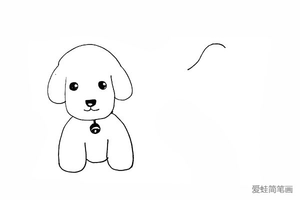 11.接着用一条虚线画出另一只小狗的头部。