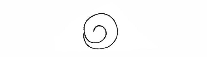 1.先画上要个螺旋状作为蜗牛的壳。