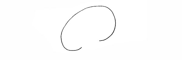 1.首先画出一个椭圆留出一个缺口作为蘑菇头。
