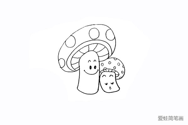 14.用圆圈画出小蘑菇头上的花纹。