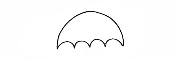 2.向上勾勒出雨伞的形状。