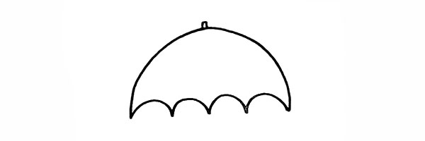 3.在顶部画出雨伞的伞尖。