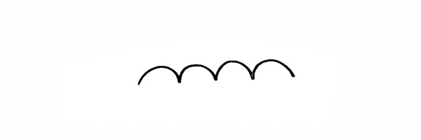 1.首先画出一段波浪线表示雨伞底部形状。