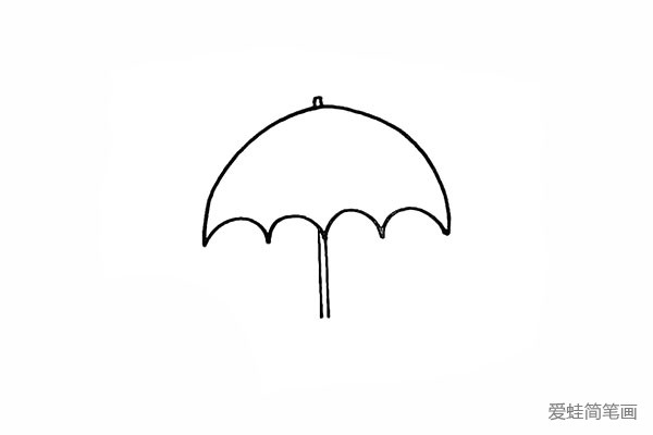 4.向下画出细长的雨伞伞杆。
