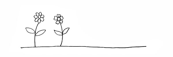 5.我们画出第二朵不同的花朵。