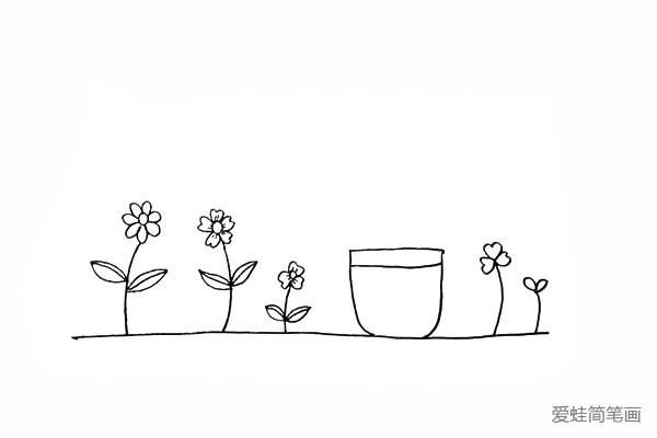 9.在中间画出一个花盆以及花盆的边缘。
