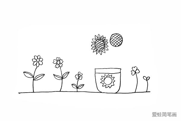 13.接着我们画出向日葵的花瓣。