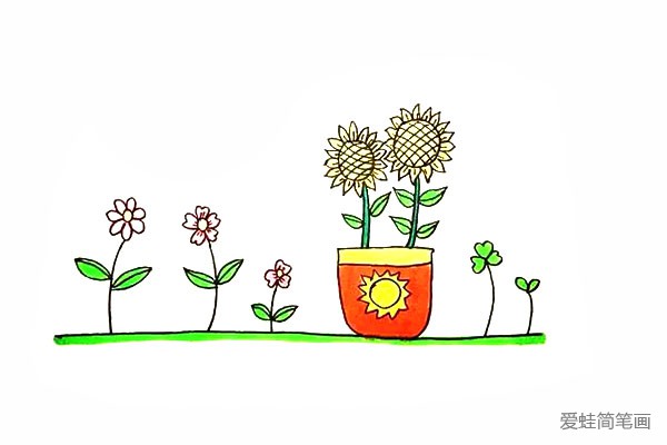 盆栽向日葵怎么画