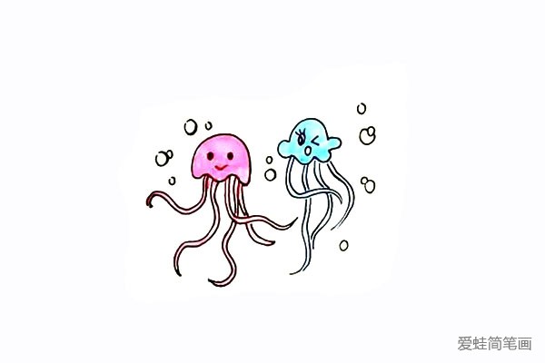 漂亮的水母怎么画