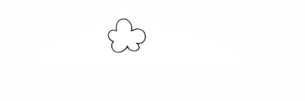 1.首先画出一朵像白云形状的梅花。
