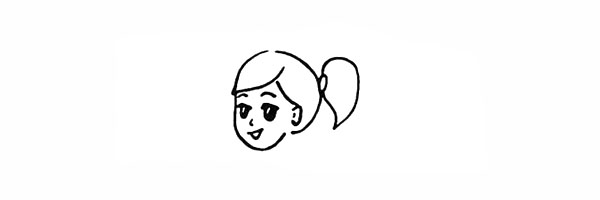 6.接着用曲线勾勒出女孩的头发形状。