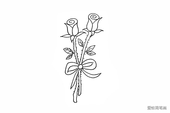 9.然后画出花茎上面的倒刺。