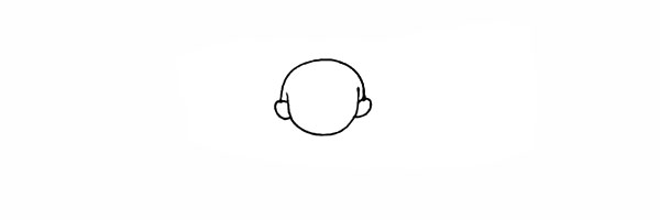 3.在头部的两侧画出哪吒的耳朵。