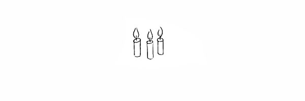 3.接着画出蜡烛上的火焰。