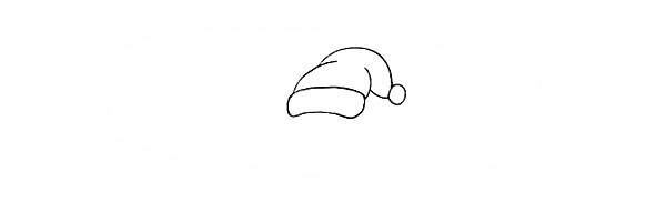 2.再画出圣诞老人长长的帽子顶。