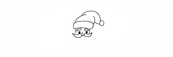 4.接着画出圣诞老人的眼睛和胡子。
