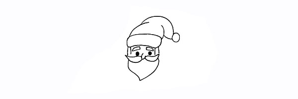 5.向下画出圣诞老人长长的胡子。