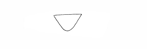 1.首先我们画出一个倒三角形是杯子杯体。