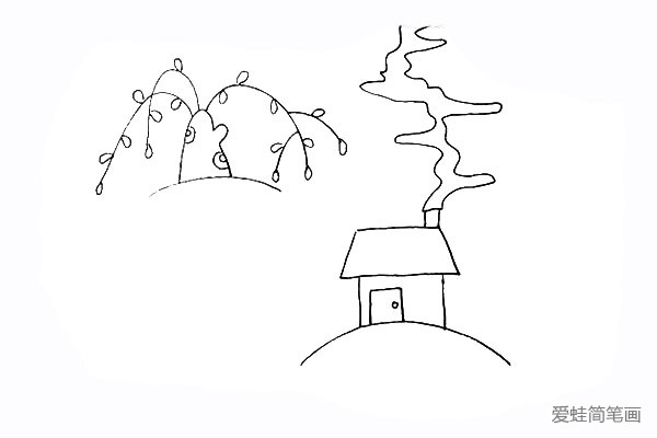 9.再画出两段蔓延的曲线是烟囱中的烟雾。