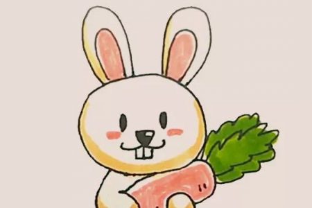 正在吃胡萝卜的小兔子