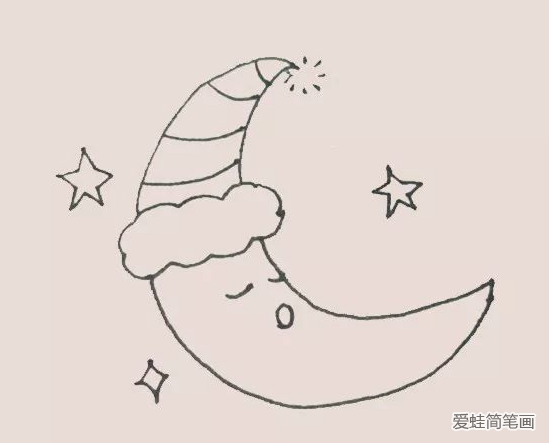 简笔画之睡着的月亮
