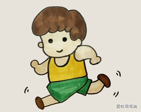 跑步的小男孩简笔画图片