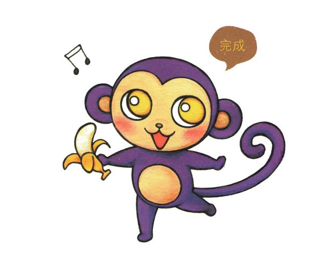 彩色可爱的猴子简笔画