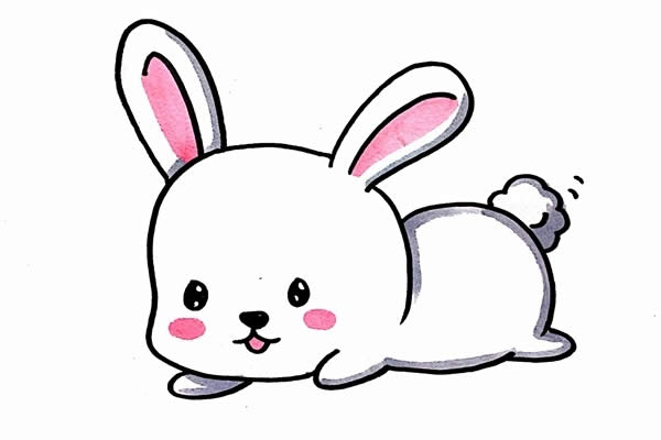 趴地上的可爱兔子简笔画