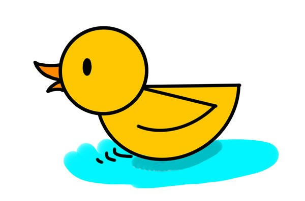 水中的小黄鸭简笔画
