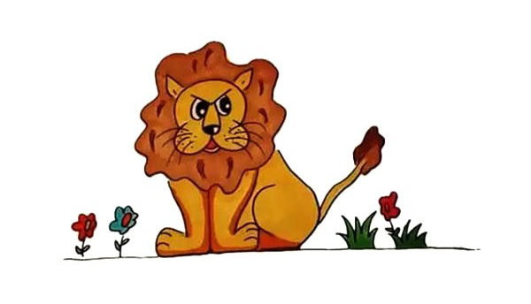 教你画带颜色的狮子简笔画
