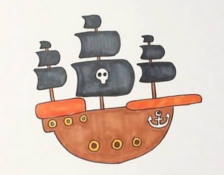 海盗船简笔画