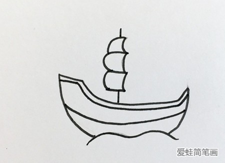 彩色帆船简笔画