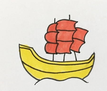 彩色帆船简笔画