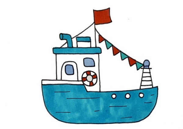 渔船简笔画