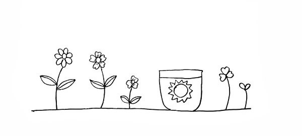 盆栽向日葵的简笔画
