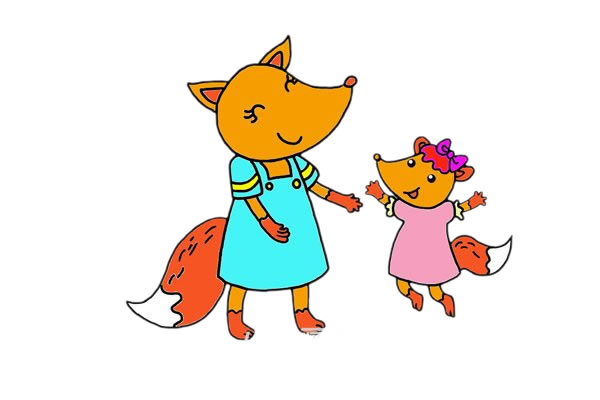 可爱的狐狸母女简笔画