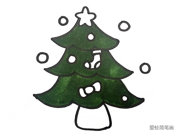 圣诞树简笔画彩色画法