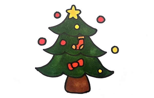 圣诞树简笔画彩色画法