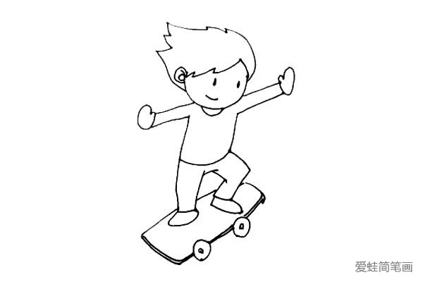 玩滑板的小男孩简笔画