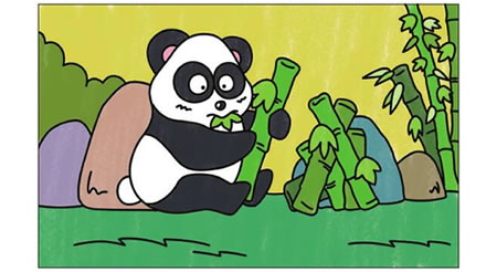 熊猫简笔画涂色