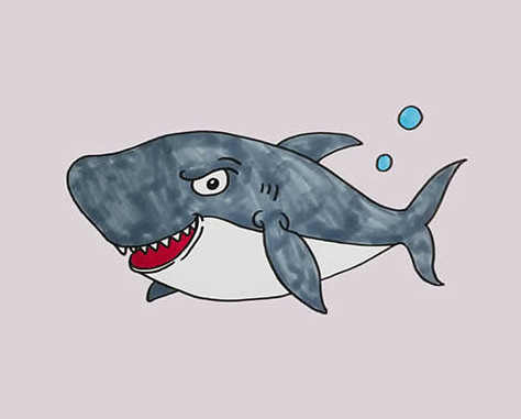 卡通大鲨鱼怎么画